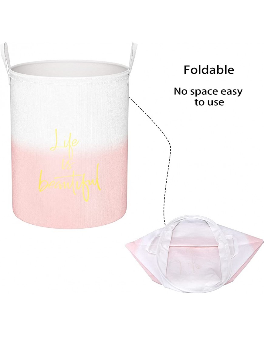 Storage Baskets Waterproof,Canvas Nursery Hamper Pink Laundry Basket Collapsible Large Kids Storage Bins Fabric Coating Baby Laundry Hampers for Boys and Girls Office Clothes Toys - BPKAGJD3D