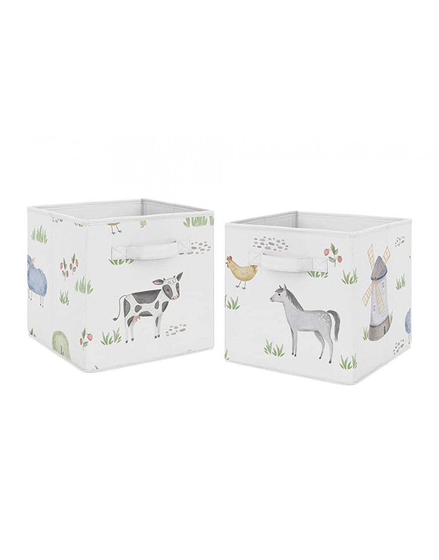 Sweet Jojo Designs Farm Animals Foldable Fabric Storage Cube Bins Boxes Organizer Toys Kids Baby Childrens Set of 2 Watercolor Farmhouse Horse Cow Sheep Pig - B7ZUVEM2E