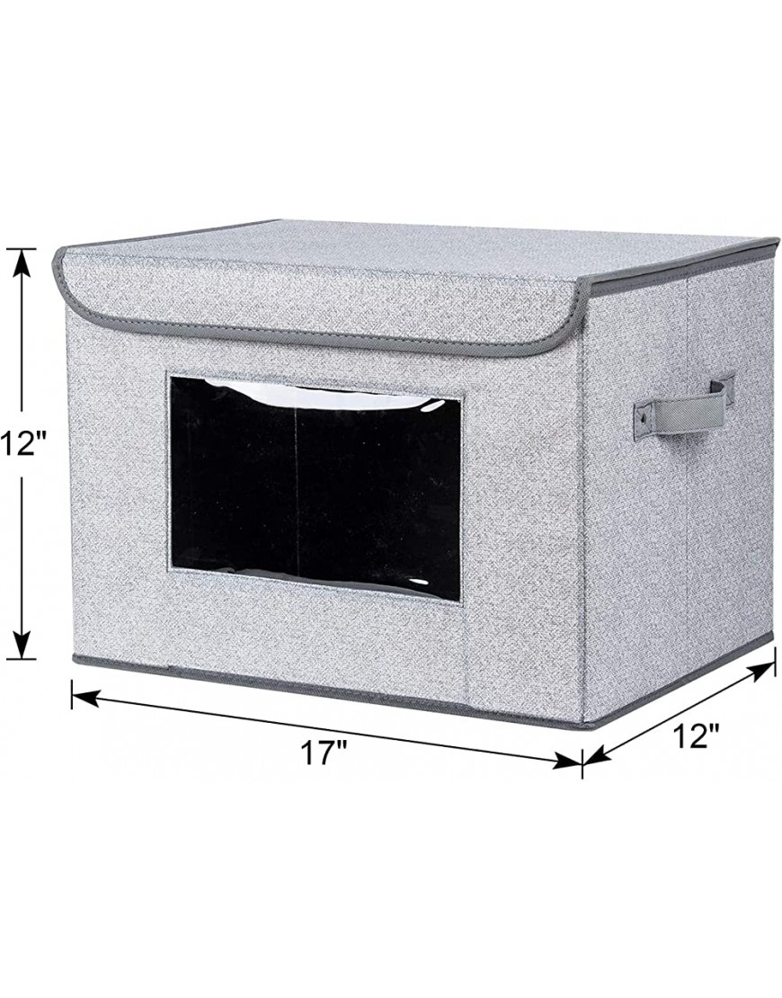Univivi Foldable Nursery Storage Bin [4-Pack] Fabric Storage Boxes with Lids Large toy organizers and storage for Nursery Bedroom Home Gray 17 x 12 x 12 - BX6MZTU5Z