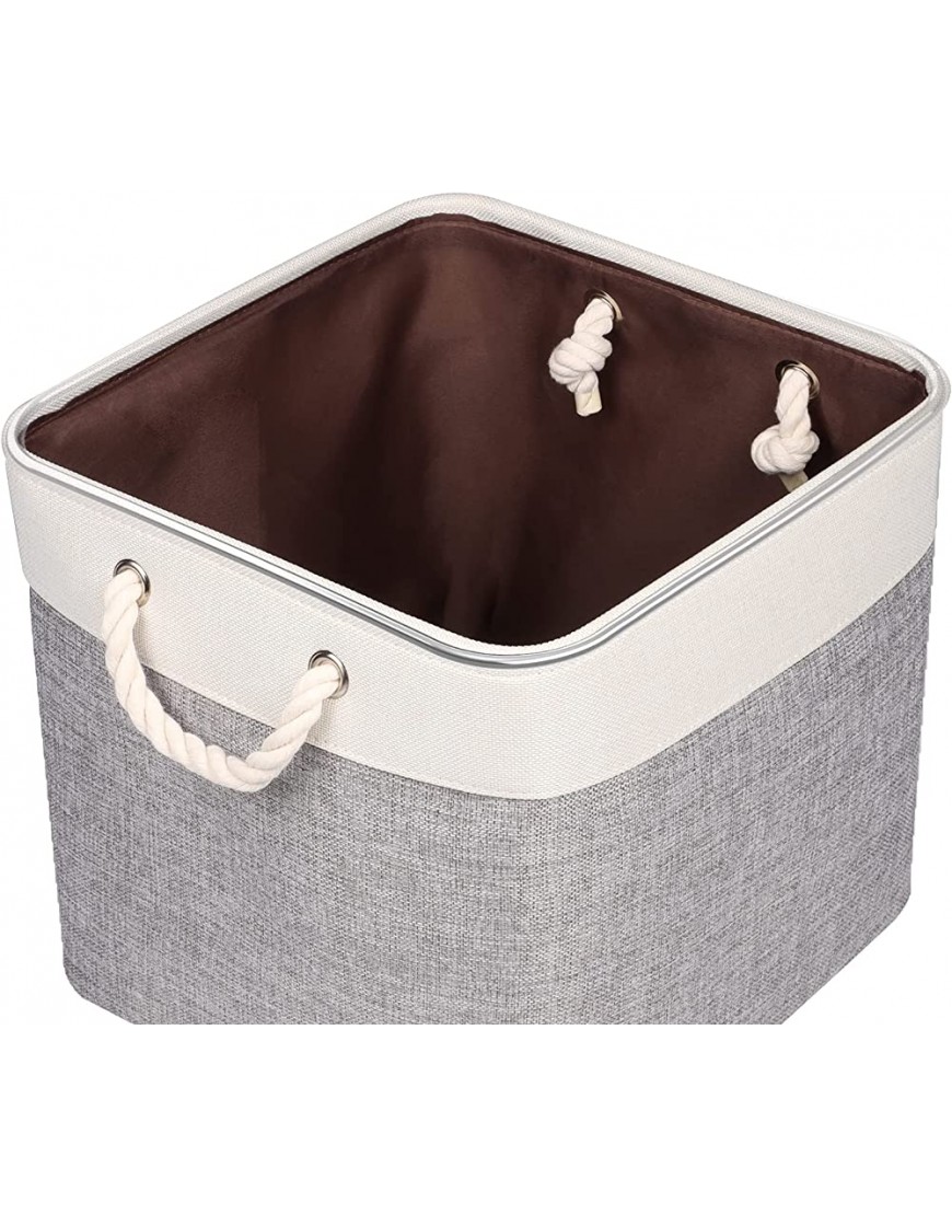 Univivi Foldable Storage Basket Fabric 13 inch Cube Storage Bins with Hard Bottom &Sturdy Cotton Handles Storage Cube for Shelf Closet Home Grey 4-Pack - BCUCXGBDU