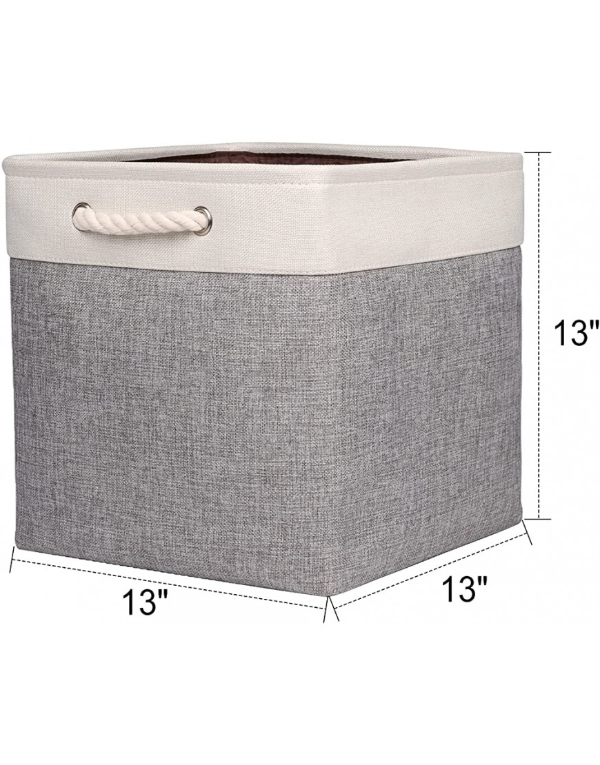 Univivi Foldable Storage Basket Fabric 13 inch Cube Storage Bins with Hard Bottom &Sturdy Cotton Handles Storage Cube for Shelf Closet Home Grey 4-Pack - BCUCXGBDU