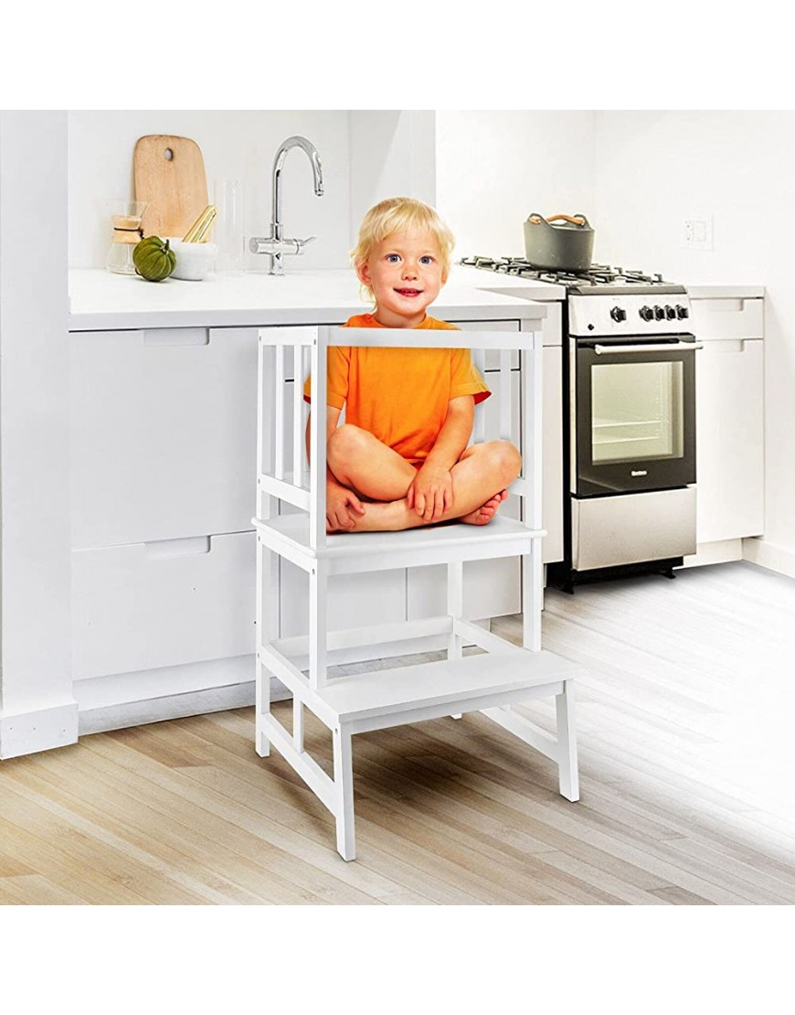 BEEYEO Kids Kitchen Helper Stool for Toddlers with Safety Rail Learning Tower Helper Stool 150 LBS Load-Bearing - BM8JLDX67