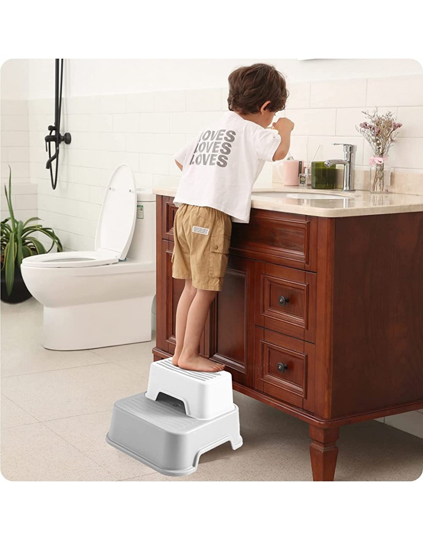 Double Step Stool for Kids Toddler Sturdy Two Step Stool for Bathroom Kitchen and Toilet Potty Training - B7SO78G5Q