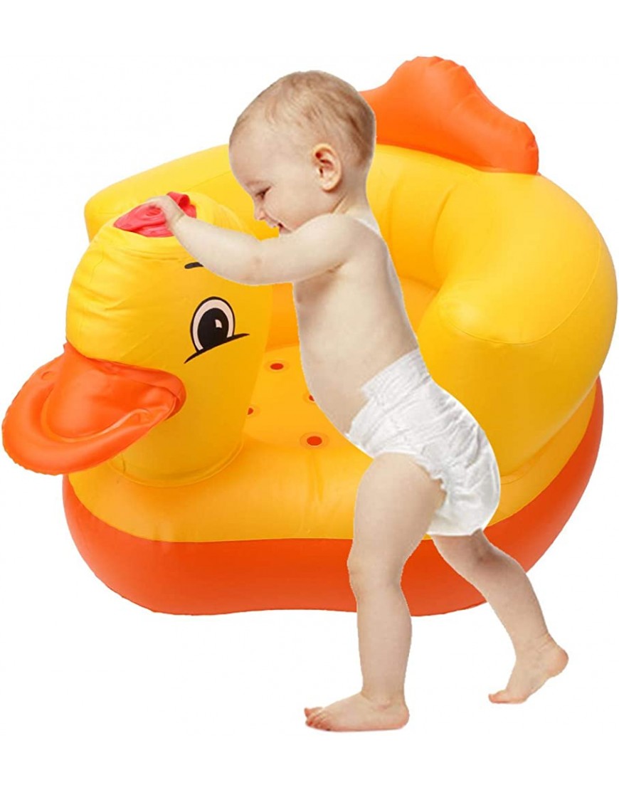 Estink Baby Inflatable Sofa Baby Bath Stool Portable Training Seat Sofa Learning Stool,60KG Load CapacityYellow Oval Background - BW7EDZ1ZU