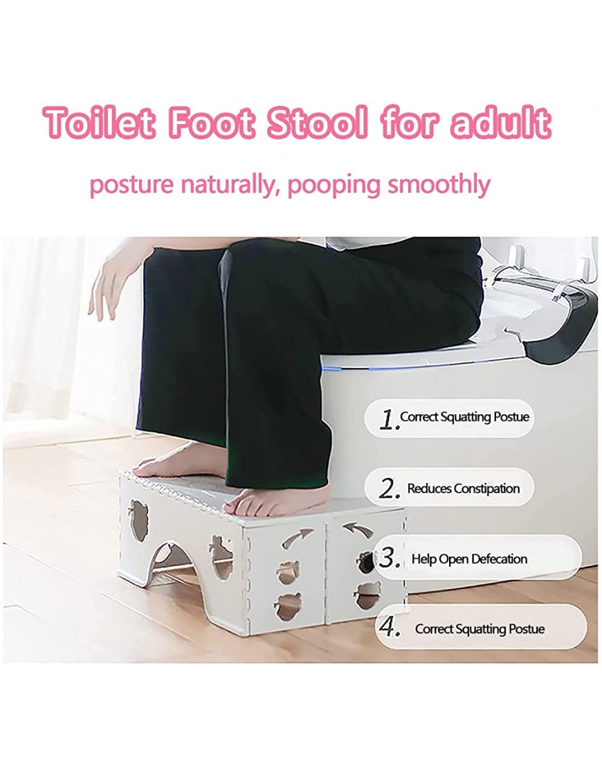 Holeelai Foldable Toilet Stool 7 Height Squatting Posture Poop Stool Portable Travel Foot Stool for Toilet Bathroom Toilet Stool - BU7E2OLU2