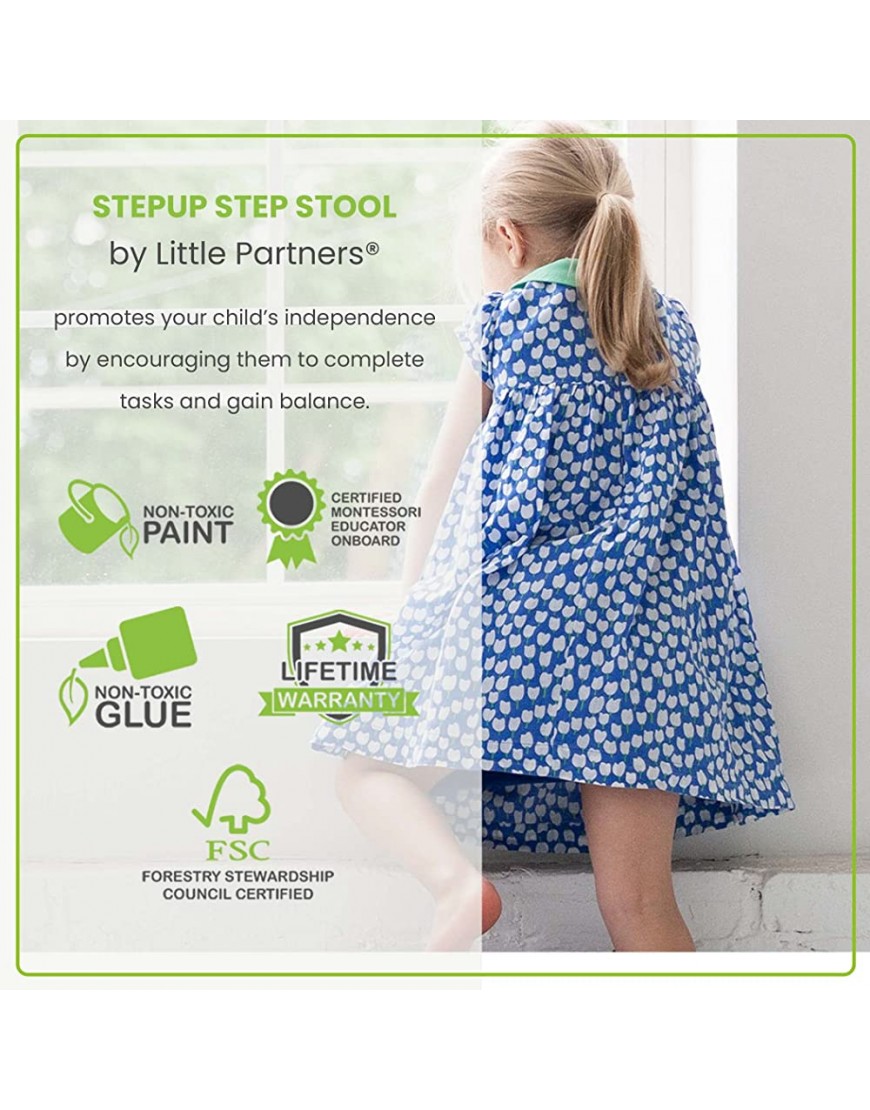 Little Partners Toddler Step Up Stool | 2 Step Adjustable Height for Kitchen Bathroom or Nursery Soft White - BBMHETYPR