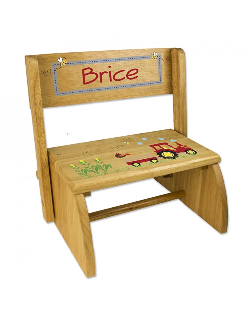 Personalized Red Tractor Folding Step Stool - BM65L6JGJ