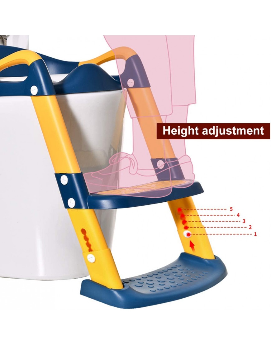 Potty Training Seat for Kids Adjustable Toddler Toilet Potty Chair with Sturdy Non-Slip Step Stool Ladder Comfortable Handels and Splash Guard Easy to Assemble Toilet Seat for Boys and Girls - BULEGB9D3