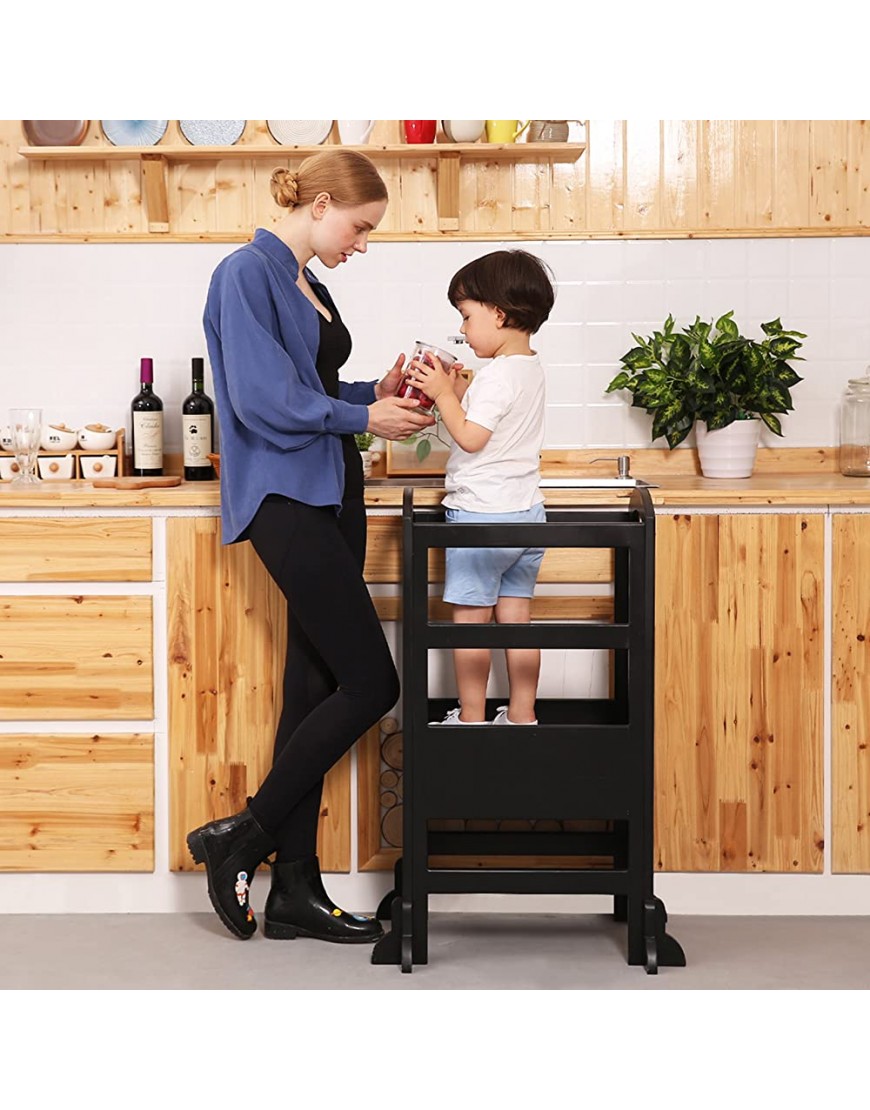 SDADI Step Stool for Kids Adjustable Height Toddler Learning Stool| Black LT02B - B8ZS7XWN8
