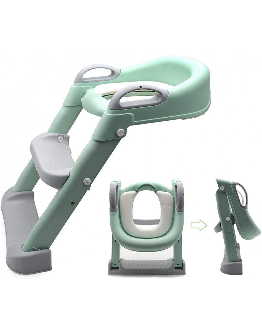 SMT- Green Toddler Potty Training Seat Ladder Step Toilet Girl Chair Infant Kids Bathroom Trainer [P N: ET-BABY002-GREEN] - BDHHCQQL4