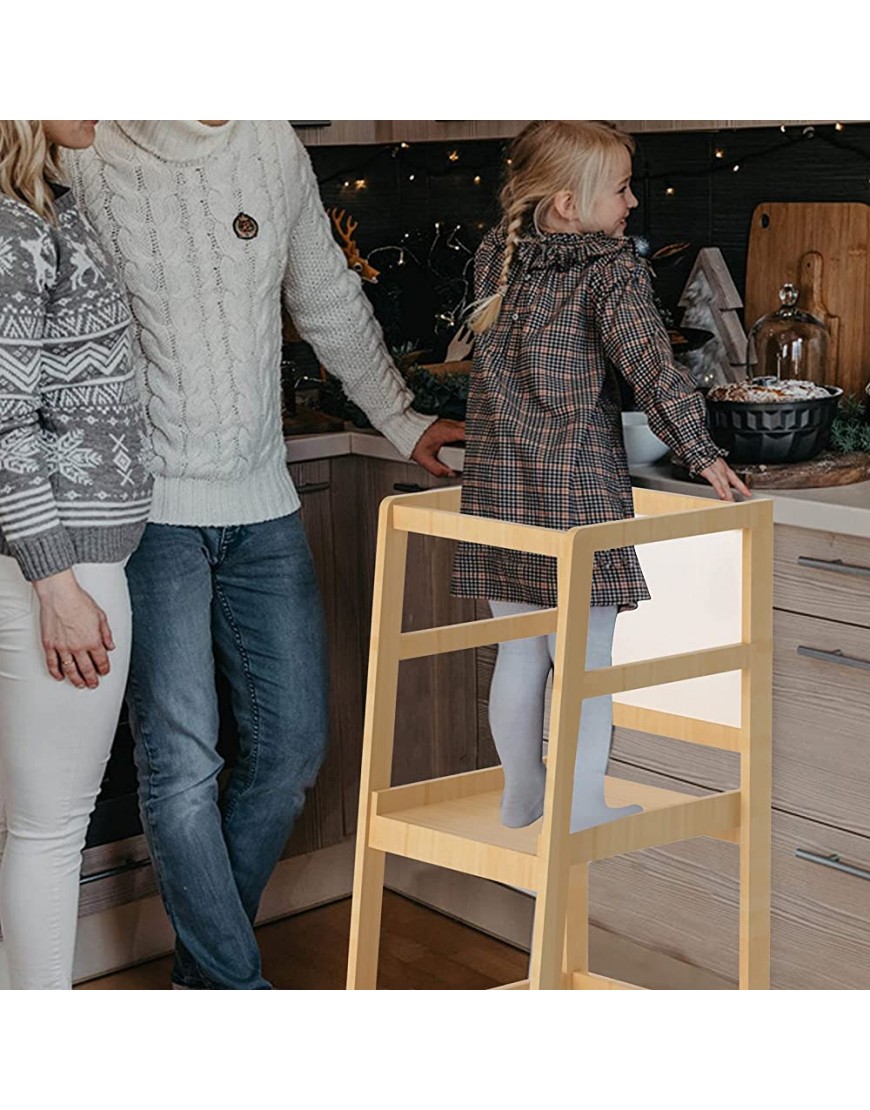 SURPCOS Kids Kitchen Step Stool Mothers' Helper Kids Learning Stool Learning Tower Bamboo Toddler Stepping Stool for Counter Kitchen Counter Natural - BYRIEG8AM