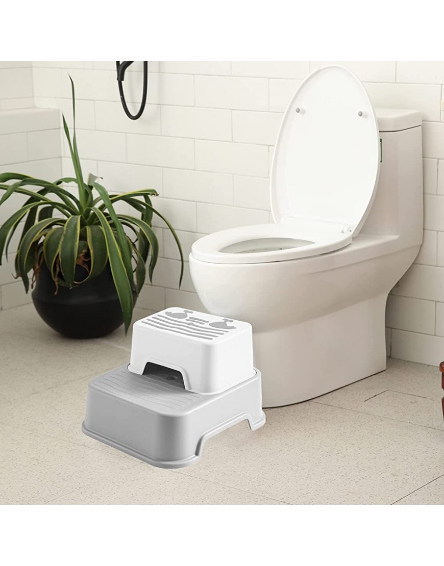 Toddler Step Stool for Bathroom,Kids Step Stool for Potty Training,Toilet Stool Slip Resistant Grey 1 - BWK7OB67U