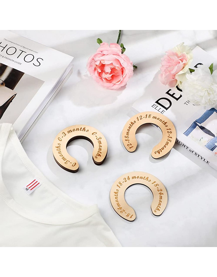 6 Pieces Wood Baby Clothes Closet Dividers Baby Clothes Closet Dividers Round Unisex Fit Nursery Decor Birch Baby Closet Dividers From Newborn To 24 Months Baby Hanging Dividers Gift for Baby Shower - B07A0ASII