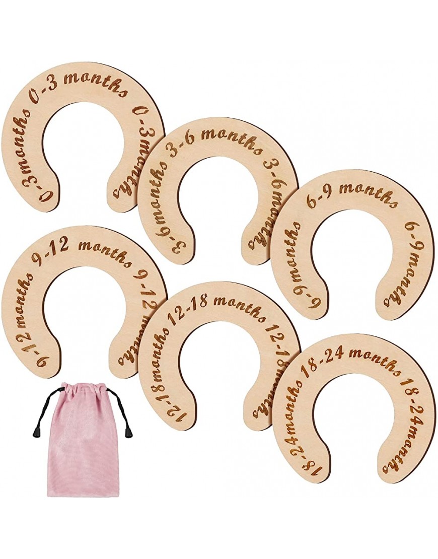 6 Pieces Wood Baby Clothes Closet Dividers Baby Clothes Closet Dividers Round Unisex Fit Nursery Decor Birch Baby Closet Dividers From Newborn To 24 Months Baby Hanging Dividers Gift for Baby Shower - B07A0ASII