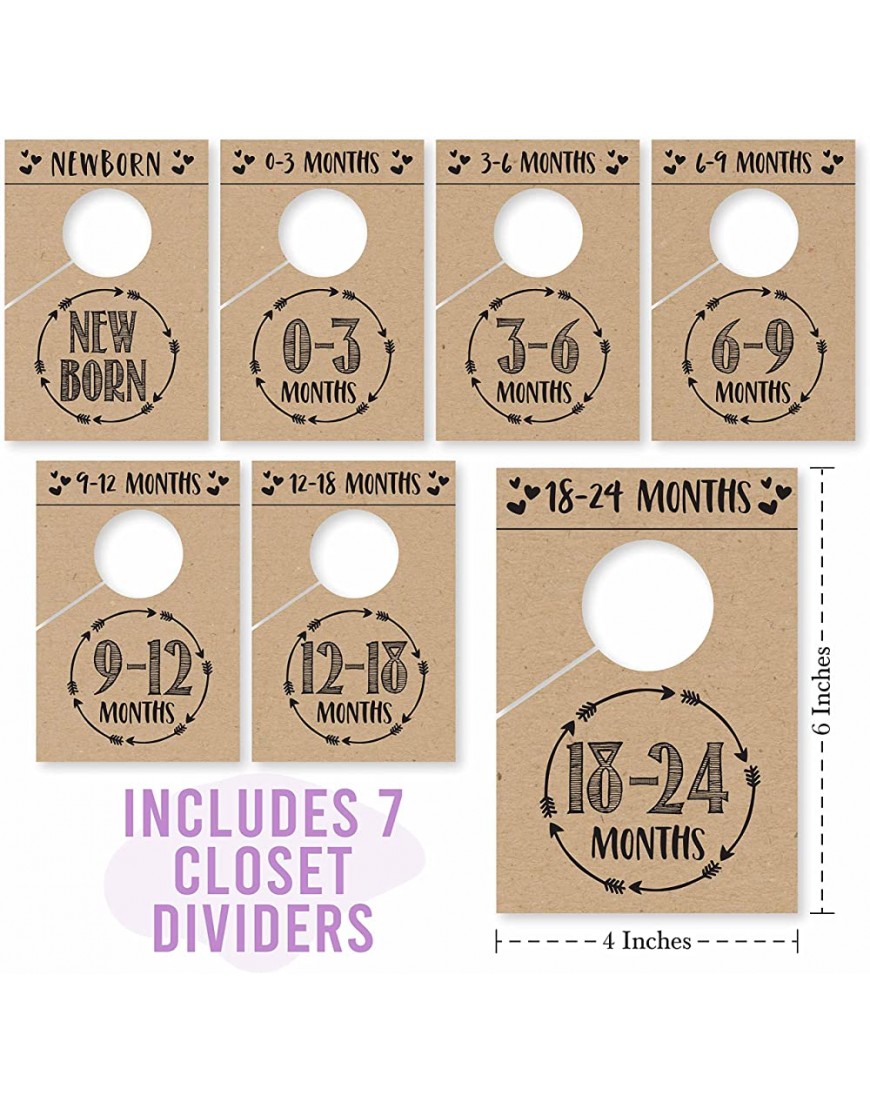7 Rustic Baby Nursery Closet Organizer Dividers For Girls or Boys Clothing Age Size Hanger Organization For Kid Toddler Infant Newborn Clothes Must Have Shower Registry Gift Supplies 0-24 Months - B89V1EO0K