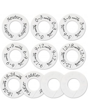 Baby Closet Dividers Set of 10 from Newborn to Toddler and 2 Blanks with Colored Box,Baby Size Divider Fits 1.65" Rod- [White Unisex] - BOBUQ5SQH