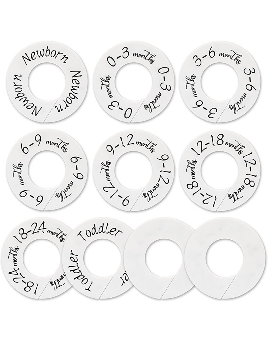 Baby Closet Dividers Set of 10 from Newborn to Toddler and 2 Blanks with Colored Box,Baby Size Divider Fits 1.65 Rod- [White Unisex] - BOBUQ5SQH