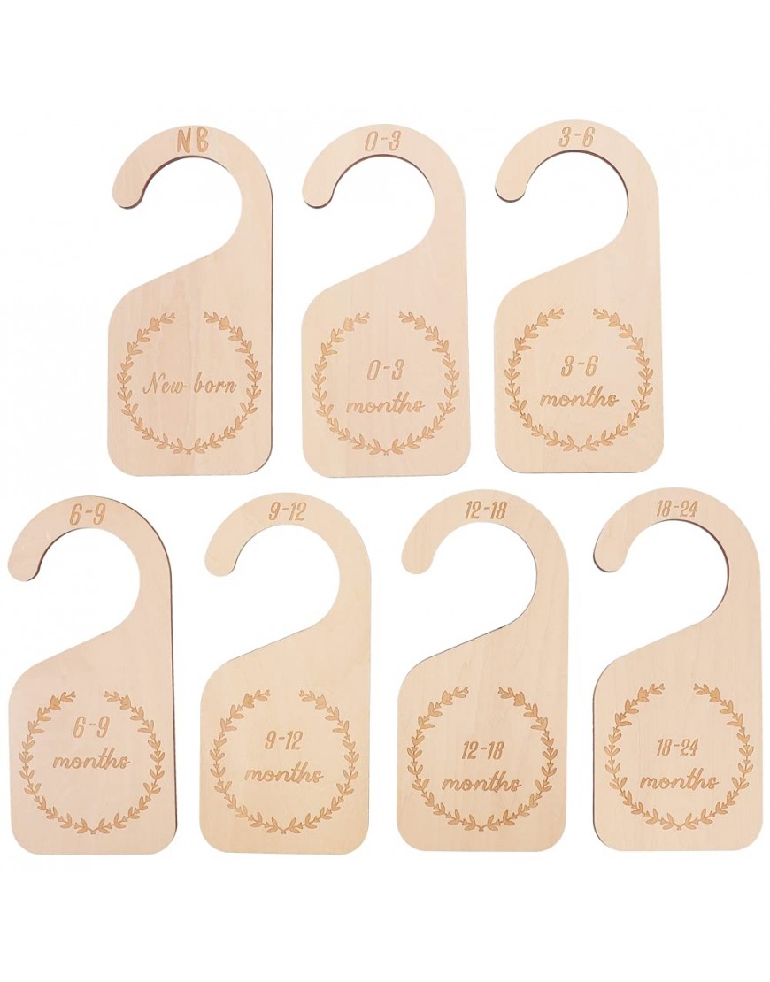 Baby Closet Size Dividers,Baby Closet Size Divider Wooden Baby Closet Organizers Hanging Closet Dividers from Newborn Infant to 24 Months for Home Nursery Baby Clothes7 Pieces 1 - B9670A9MH