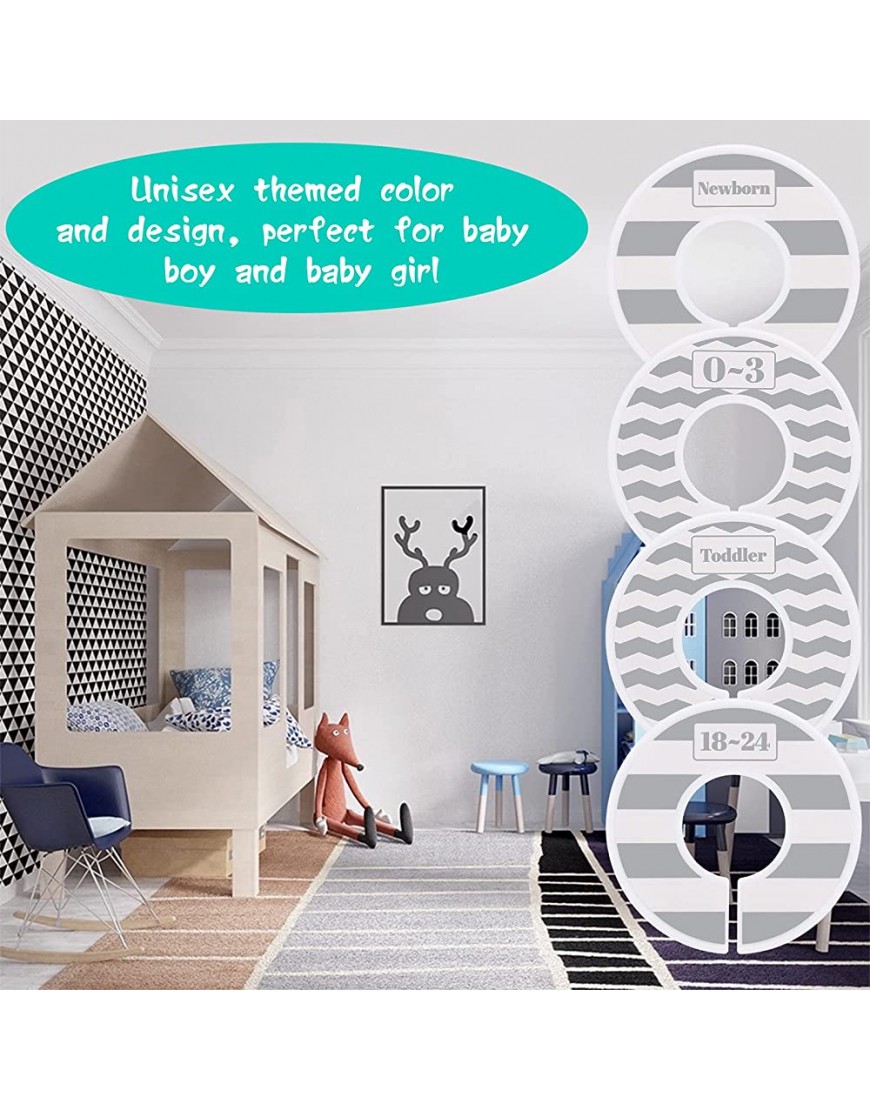 Binswloo Baby Closet Dividers for Baby Clothes Unisex Baby Clothing Size Dividers Nursery Wardrobe Dividers Organizers From Newborn to Toddler 8 Pack - BM7U5FZWV