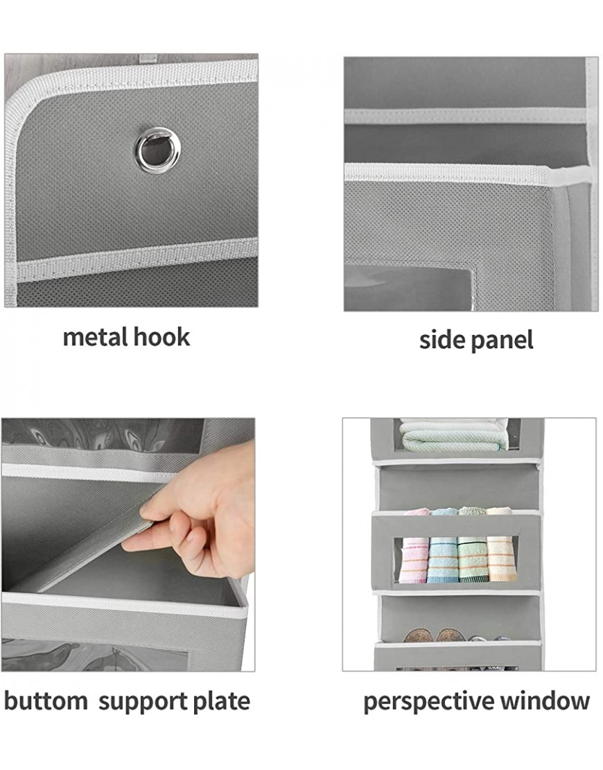 Over The Door Hanging Organizer Door Organizer with 5 Clear Window Pocket Wall Mount Hanging Storage Organizer for Kitchen Bathroom Play Room Closet and More - B1MGH36OU