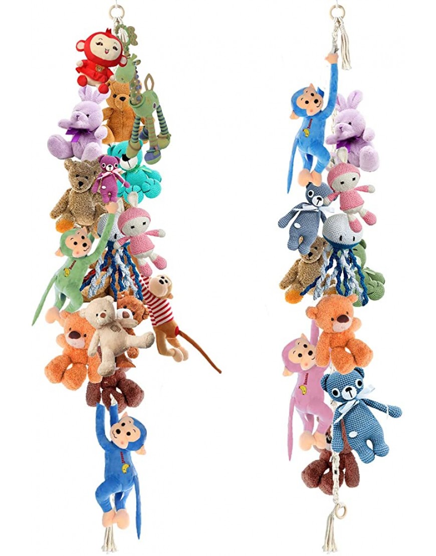 POILKMNI 2 Pieces Stuffed Animals Storage Chain Boho Toy Chain Organizer Strong Toy Storage Hanging Chain with 40 Pcs Metal Clips 4 Pcs Ceiling Hooks for Hanging Plush Toys Hats Socks Holiday Cards - BAQ2CZSCZ