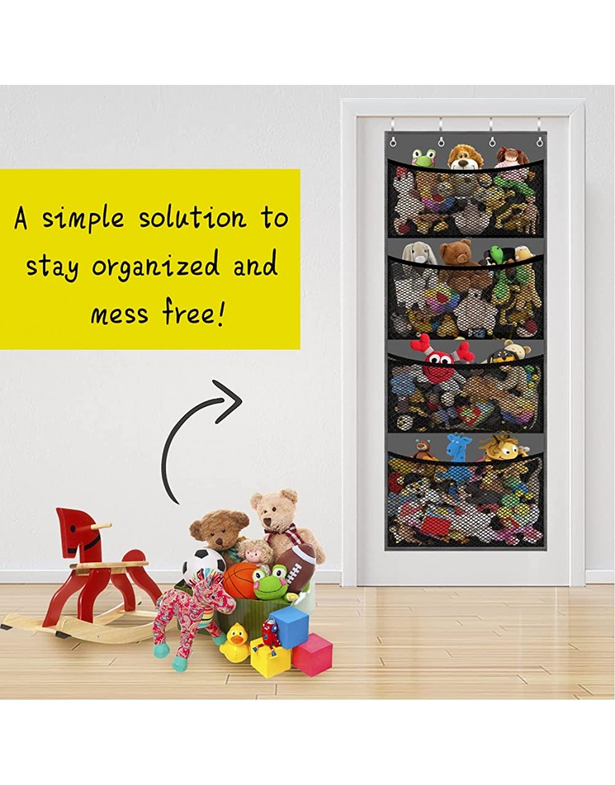 Storage for Stuffed Animals Over Door Organizer for Stuffies Baby Accessories and Toy Plush Storage Easy Installation with Breathable Hanging Storage Pockets Big Girls Chair Toddler Large Bag - BS38DGZYQ