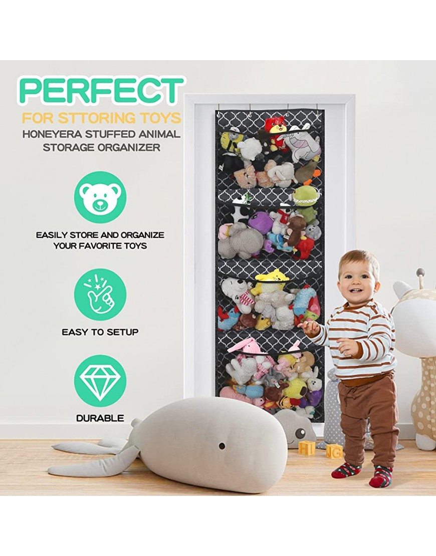 stuffed animal storage net -Over Door Hanging Organizer Can store 60 to 80 plush dolls of 7-10 inches,Easy Installation,kids room organizers 4 Large Pockets Breathable Hanging Storage Pockets - BW9GS202C