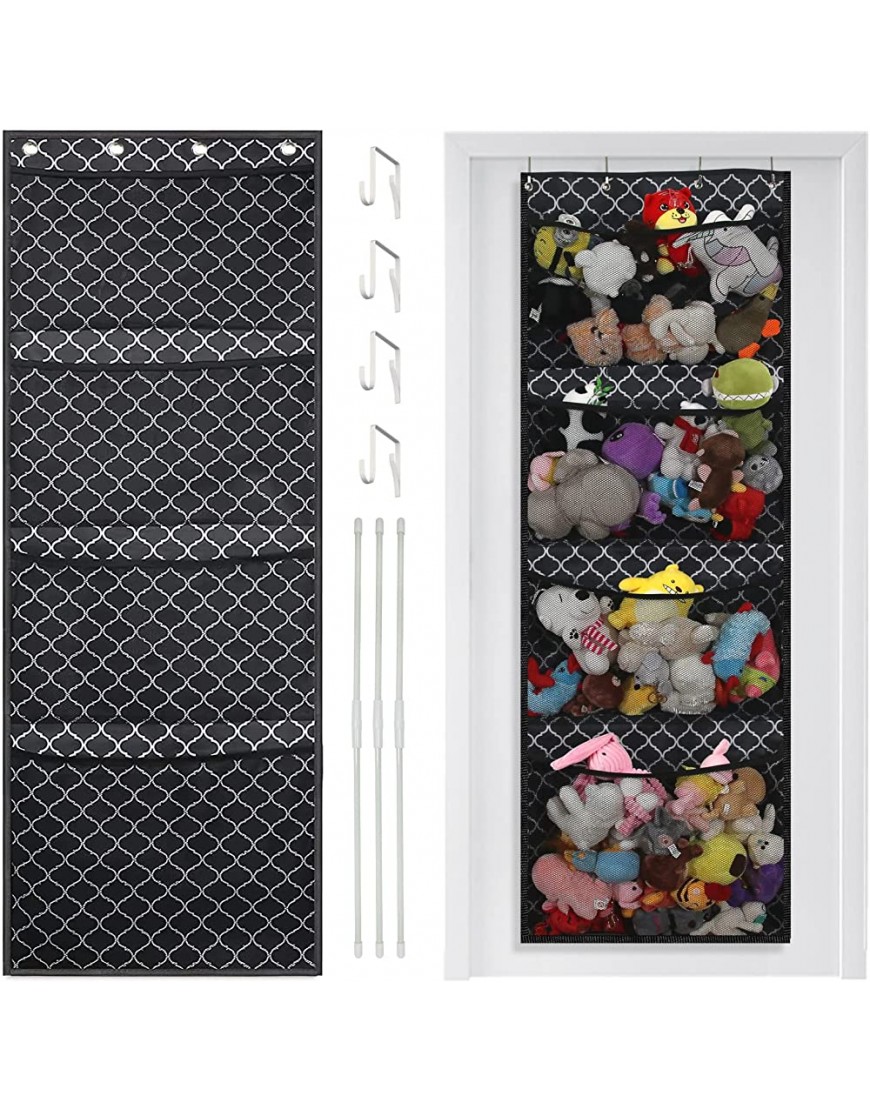 stuffed animal storage net -Over Door Hanging Organizer Can store 60 to 80 plush dolls of 7-10 inches,Easy Installation,kids room organizers 4 Large Pockets Breathable Hanging Storage Pockets - BW9GS202C