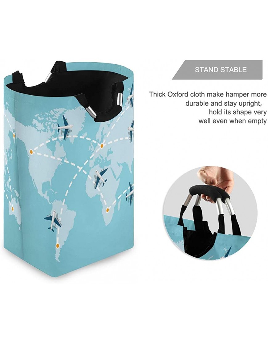 CiCily Laundry Hamper Bucket Foldable Storage Bin World Map Airplanes for Home Organizer Nursery Storage Baby Hamper Kids Room - B9NRB44WF