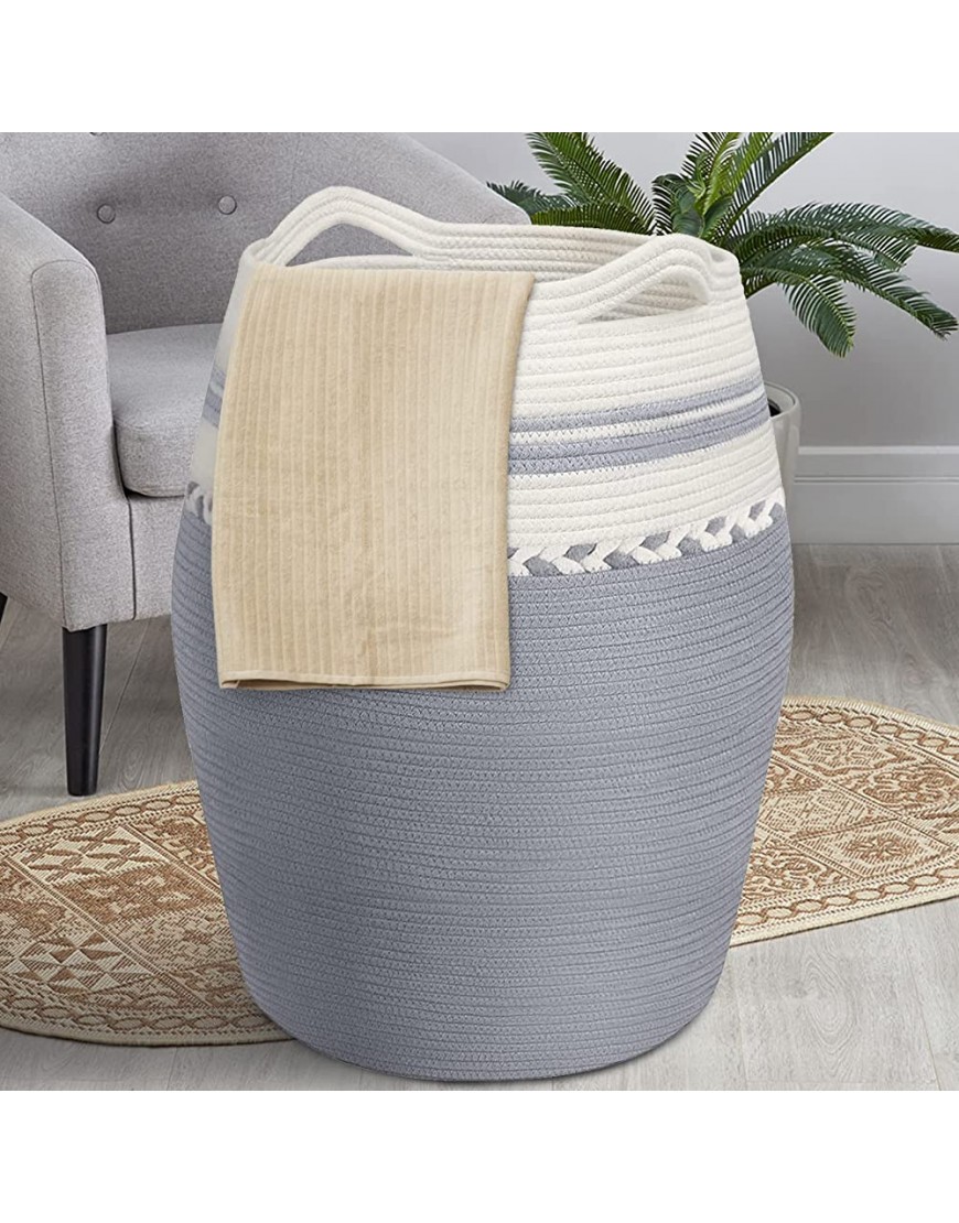 EXTREE Laundry Basket Hamper for Organizing Clothes Hamper with Handle Tall Laundry Basket 25.6 Height for Storage Clothes Toys in Barhroom Bedroom NurseryGrey - BJ5R4GQ54