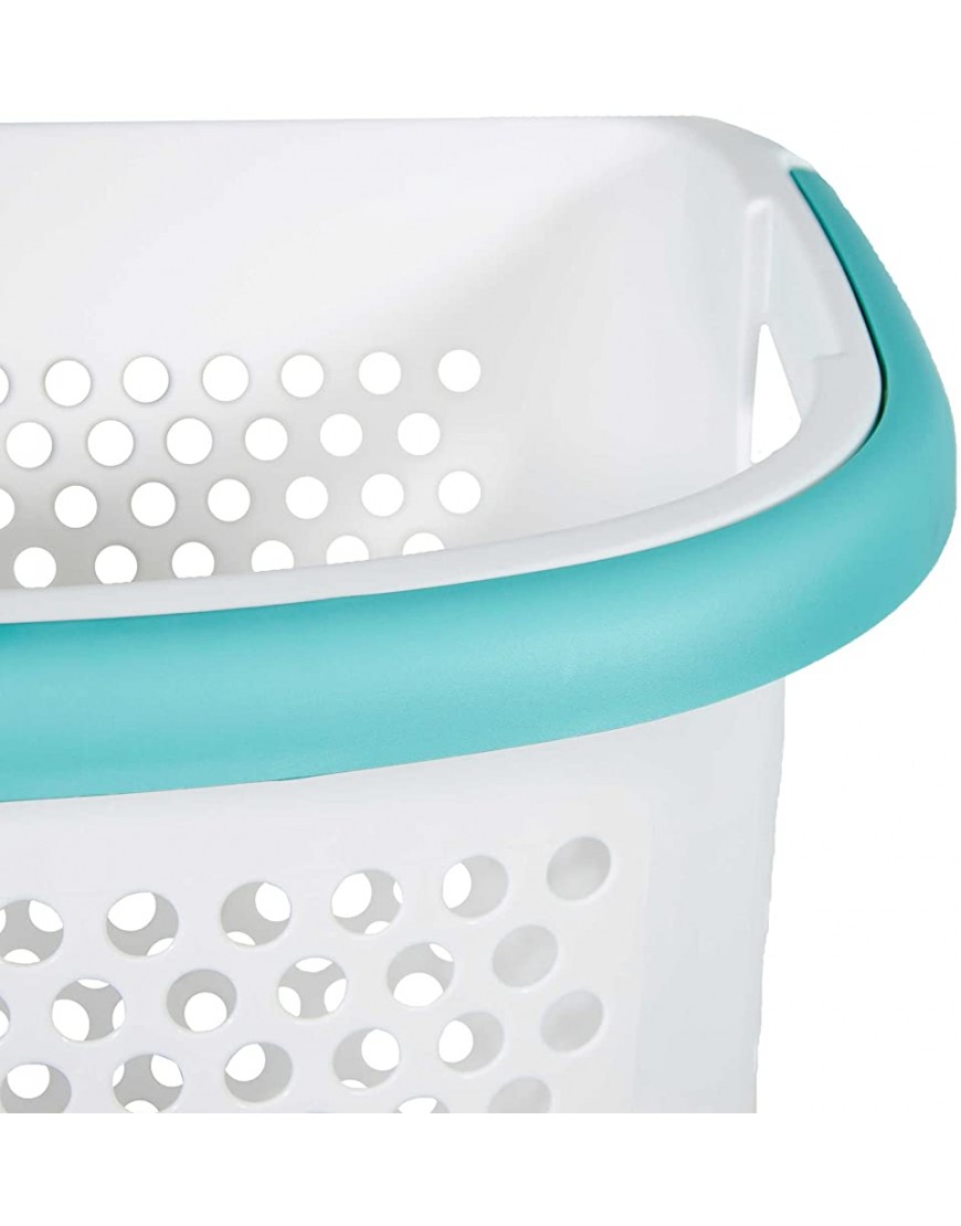 Home Logic 2.0-Bu. Rolling Laundry Hamper Container Bin Storage in White Features Pop-Up Handle Hole Pattern for Ventilation Built-in Wheels to Maneuver 1 2.0-Bu. - BRIPCWVVQ
