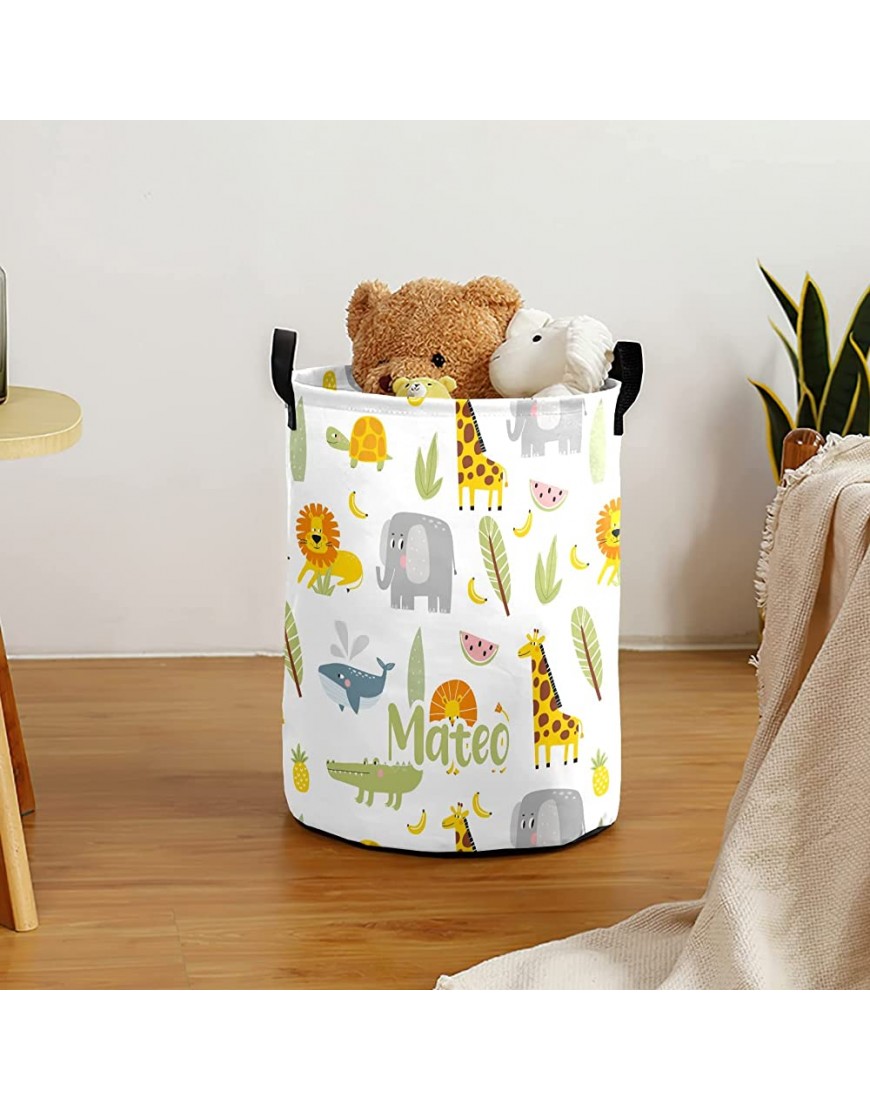 Jungle Animal Lion Giraffe Personalized Laundry Basket Clothes Hamper with Handles Waterproof ,Collapsible Laundry Storage Baskets for Bathroom,Bedroom Decorative 19.7Hx14.2D - B9XNAQ1RN
