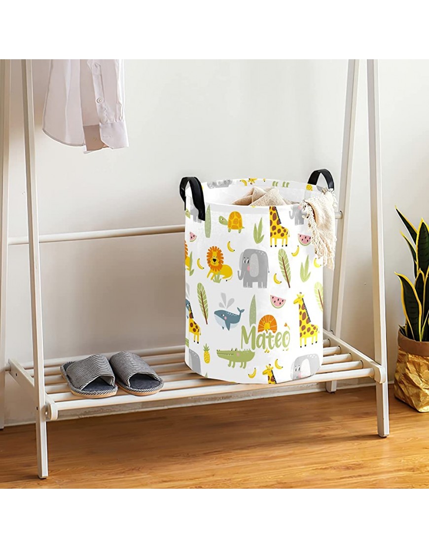 Jungle Animal Lion Giraffe Personalized Laundry Basket Clothes Hamper with Handles Waterproof ,Collapsible Laundry Storage Baskets for Bathroom,Bedroom Decorative 19.7Hx14.2D - B9XNAQ1RN