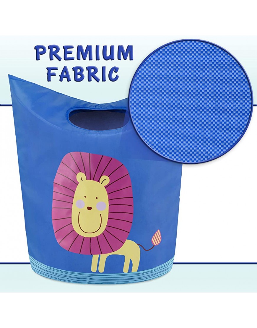 KMD Kids Laundry Hamper Collapsible Dirty Clothes Basket Pop Up Bin for Baby Nursery Boys and Girls Bedroom Decor Lion - BLO22JHDW
