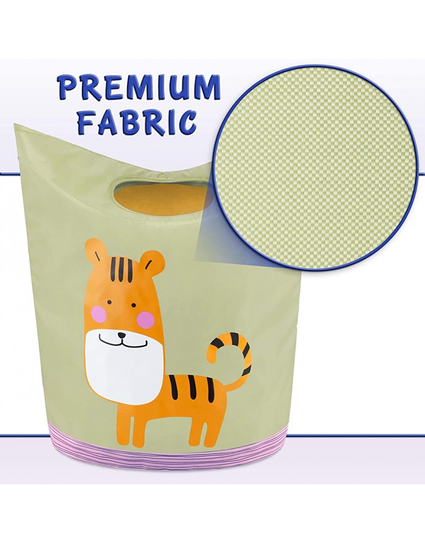 KMD Kids Laundry Hamper Collapsible Dirty Clothes Basket Pop Up Bin for Baby Nursery Boys and Girls Bedroom Decor Tiger - BF0PHWAA1