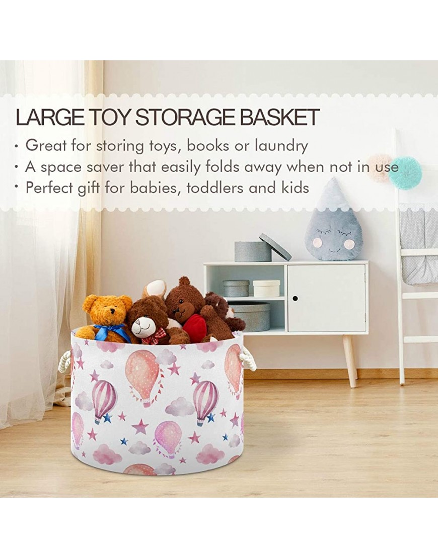 Laundry Basket 50L Waterproof Storage Collapsible Hamper Toy Basket Canvas Organizer Basket with Handles for Bedroom Baby Nursery Clothes - BMXKGQ85F
