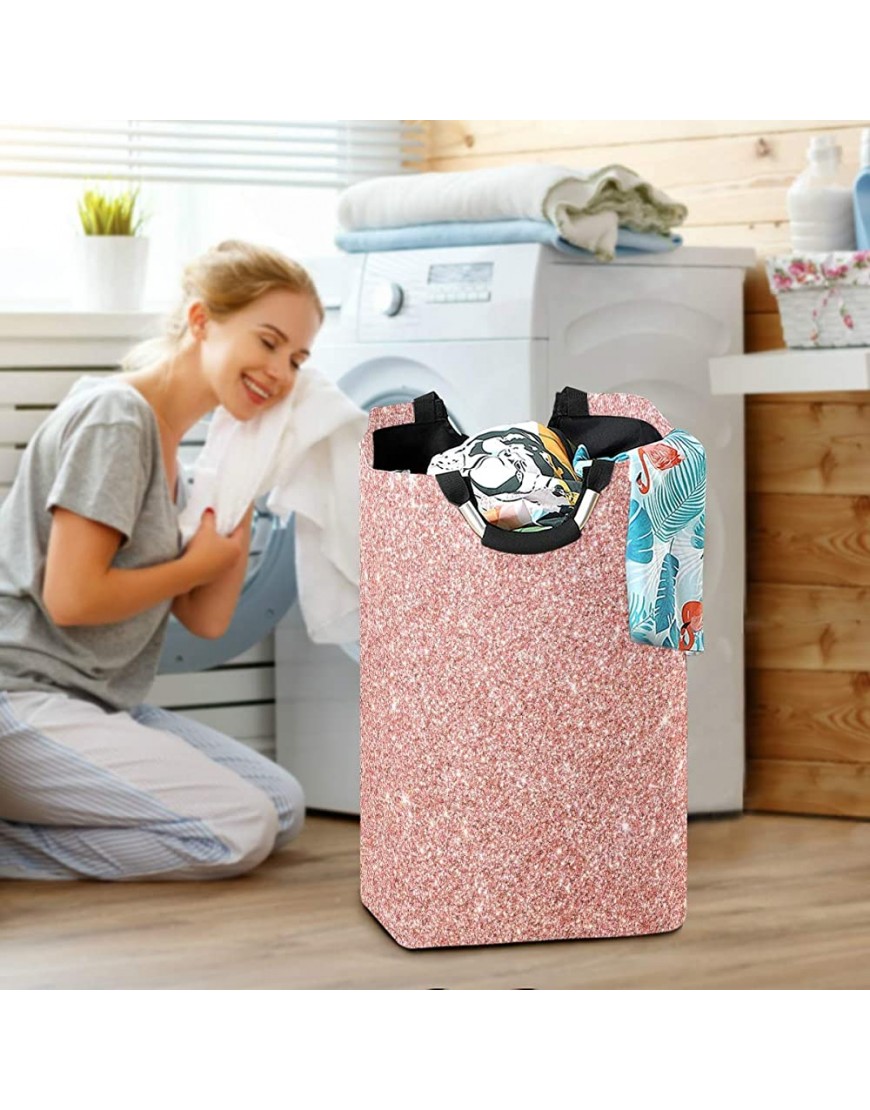 Laundry Hamper Bucket Collapses Laundry Basket White Pink Washing Bin for Home Organizer Nursery Storage Baby Hamper - BONL96US3