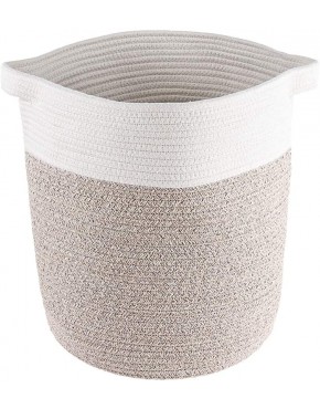 Lyricalife Woven Storage Basket Large Pure Cotton Organizer 16x15x15inches Tall Basket with Generously Sized Handles Kids Toy Nursery Woven Laundry Basket - B1GSBD103