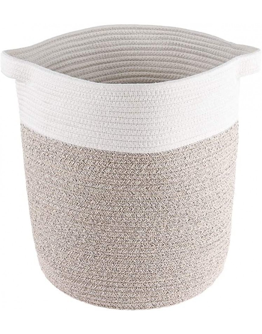 Lyricalife Woven Storage Basket Large Pure Cotton Organizer 16x15x15inches Tall Basket with Generously Sized Handles Kids Toy Nursery Woven Laundry Basket - B1GSBD103