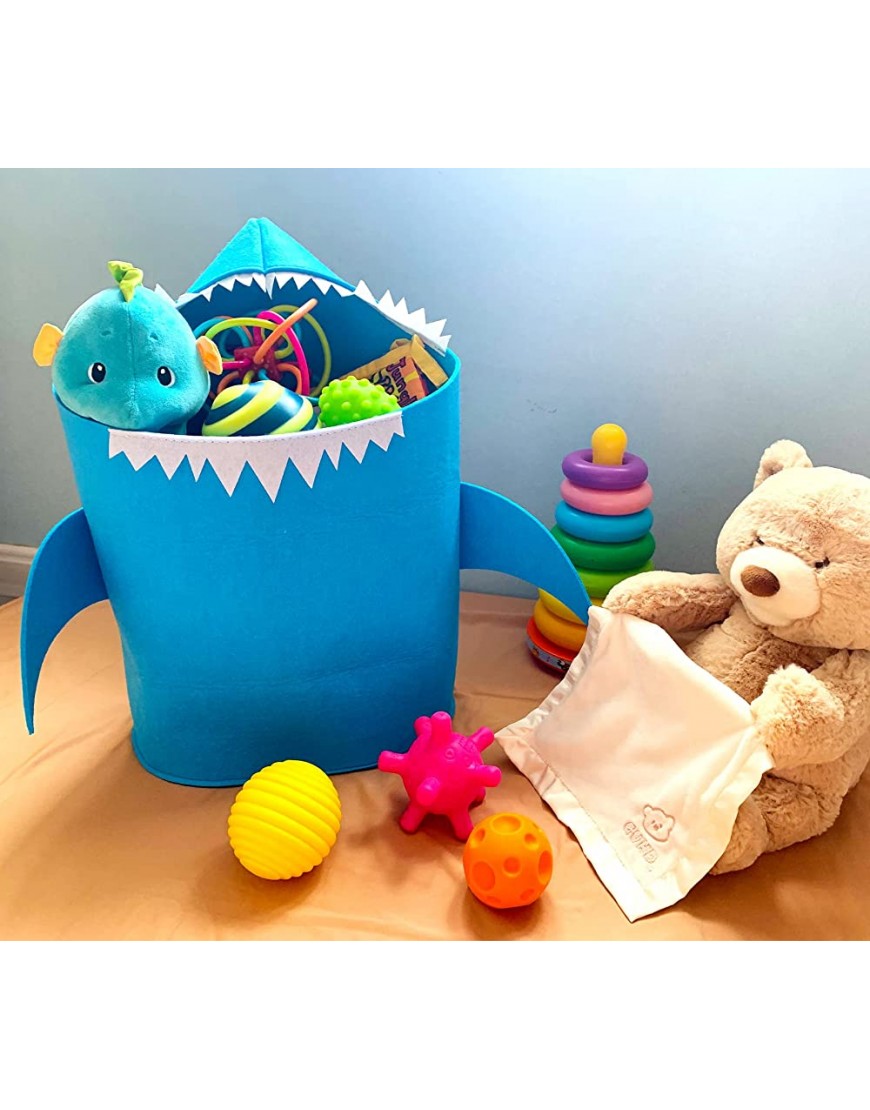 Mitag Blue Shark Felt Toy Bin Laundry Basket Kids Hamper for Household Home Kids Nursery for Girls Boys - BBMTNUTZA