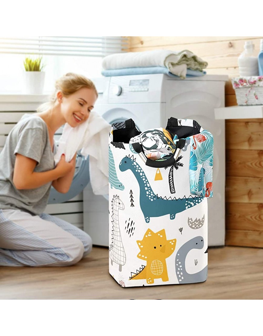 OREZI Creative Childish Dinosaur Laundry Hamper,Waterproof and Foldable Laundry Bag with Handles for Baby Nursery College Dorms Kids Bedroom Bathroom - B4HYO6MVJ
