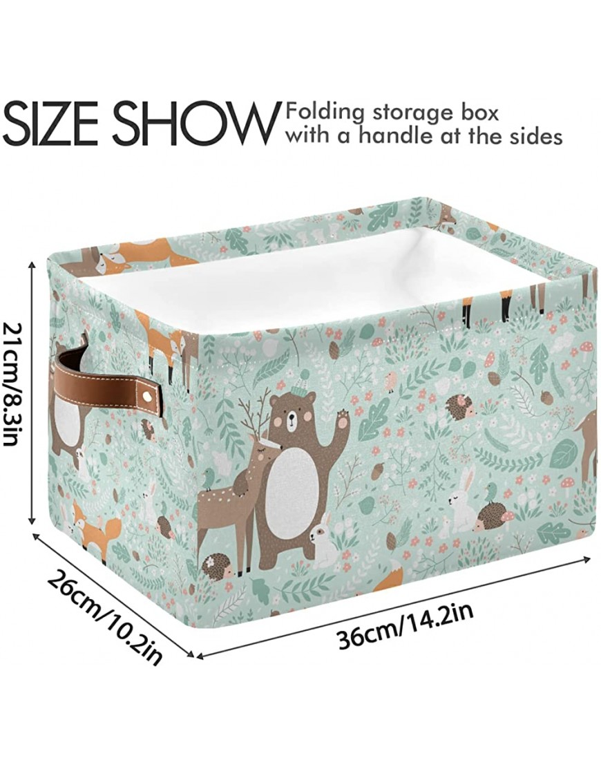 OREZI Rectangular Storage Bins with Handles,Collapsible Forest Animals Laundry Hamper Storage Box for Toy Bins,Gift Baskets Bedroom,Clothes,Pack 1 - BIG0Y5JFI