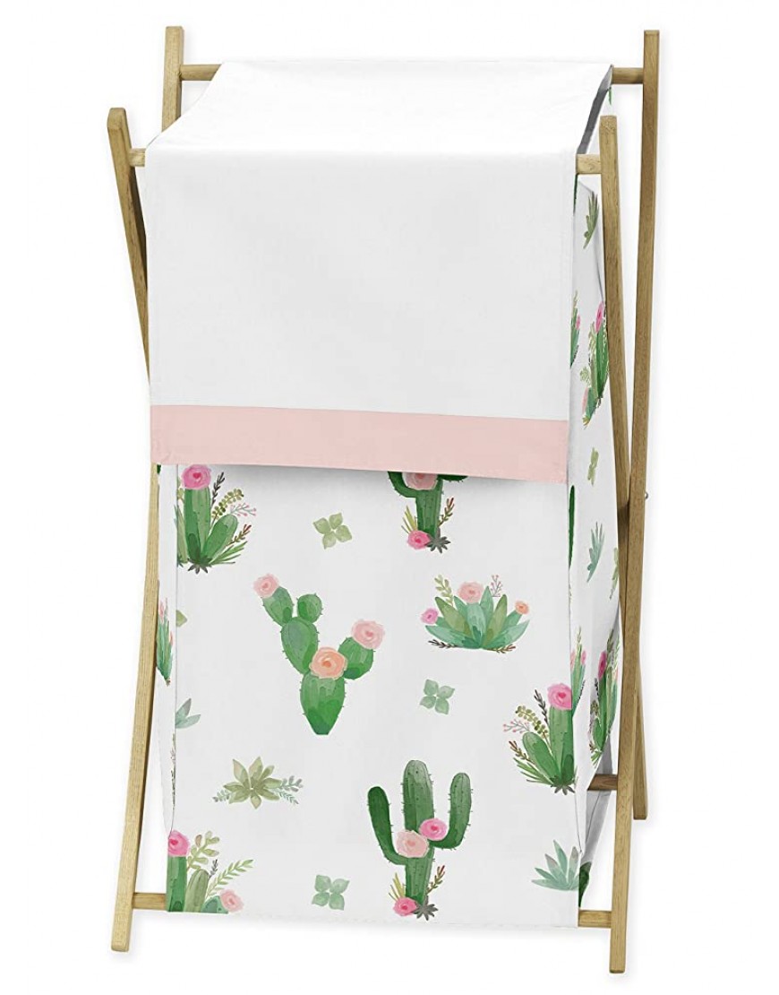Pink and Green Boho Watercolor Baby Kid Clothes Laundry Hamper for Cactus Floral Collection by Sweet Jojo Designs - BZGBZNBAR