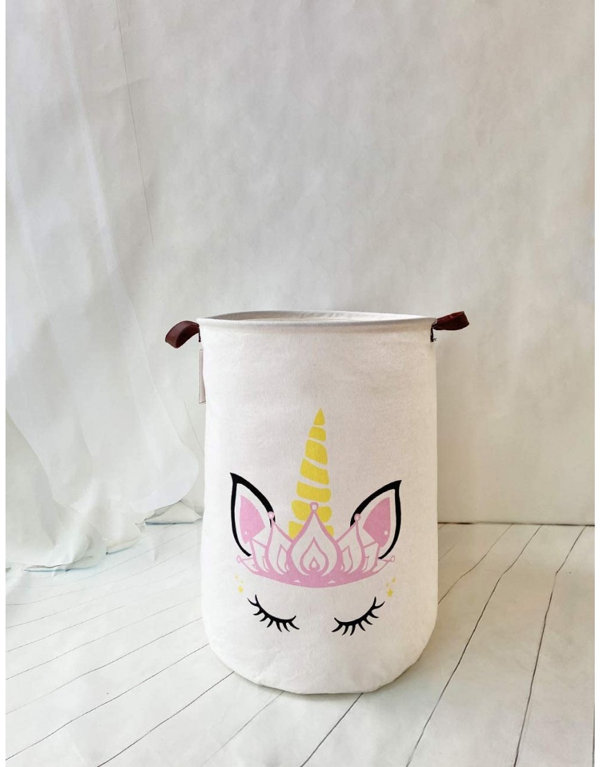 QIMI Laundry Basket Canvas Storage Bin Organizer for Toy Box Gift Baskets Laundry Hamper Nursery Hamper lotus&unicorn - BYHGWUTZE