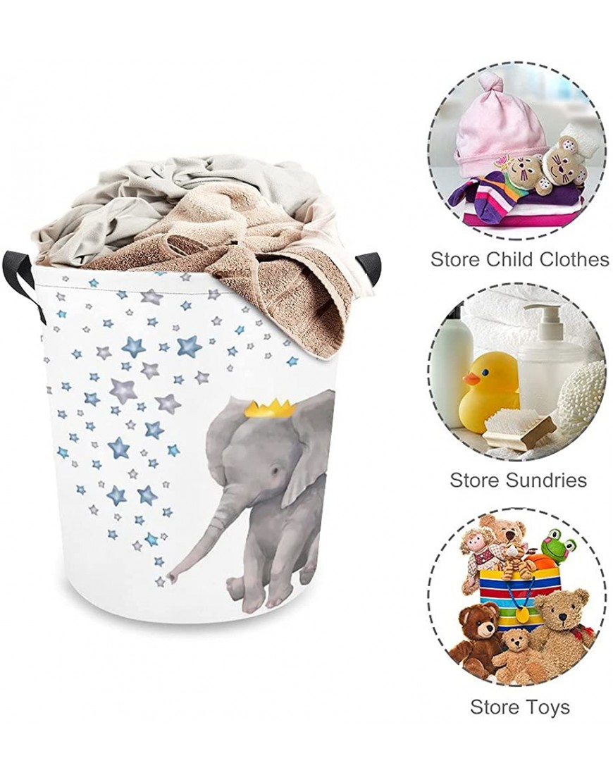 RENJUNDUN Baby Boy Elephant with Stars Laundry Hamper Lightweight Storage Basket Toy Organizer Dirty Clothes Collapsible for College Dorms Boys and Girls 17.3 H x 16.5 D inches - BB8F9Q9L7