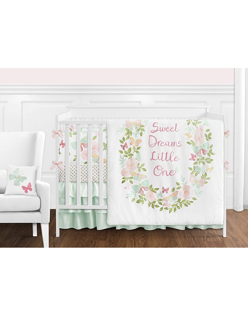 Sweet Jojo Designs Blush Pink Mint and White Watercolor Rose Baby Kid Clothes Laundry Hamper for Butterfly Floral Collection - B9YDK5SGO