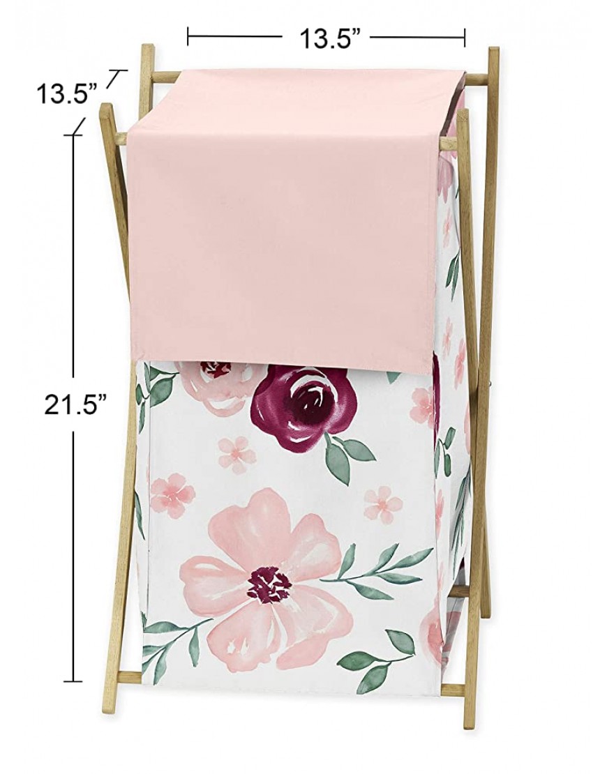 Sweet Jojo Designs Burgundy Watercolor Floral Baby Kid Clothes Laundry Hamper Blush Pink Maroon Wine Rose Green and White Shabby Chic Flower Farmhouse - BWAT2RA3E