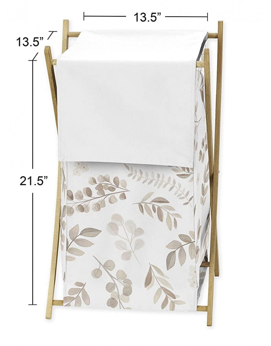 Sweet Jojo Designs Floral Leaf Baby Kid Clothes Laundry Hamper Ivory Cream Beige Taupe and White Gender Neutral Boho Watercolor Botanical Flower Woodland Tropical Garden - BAG2EB6MN
