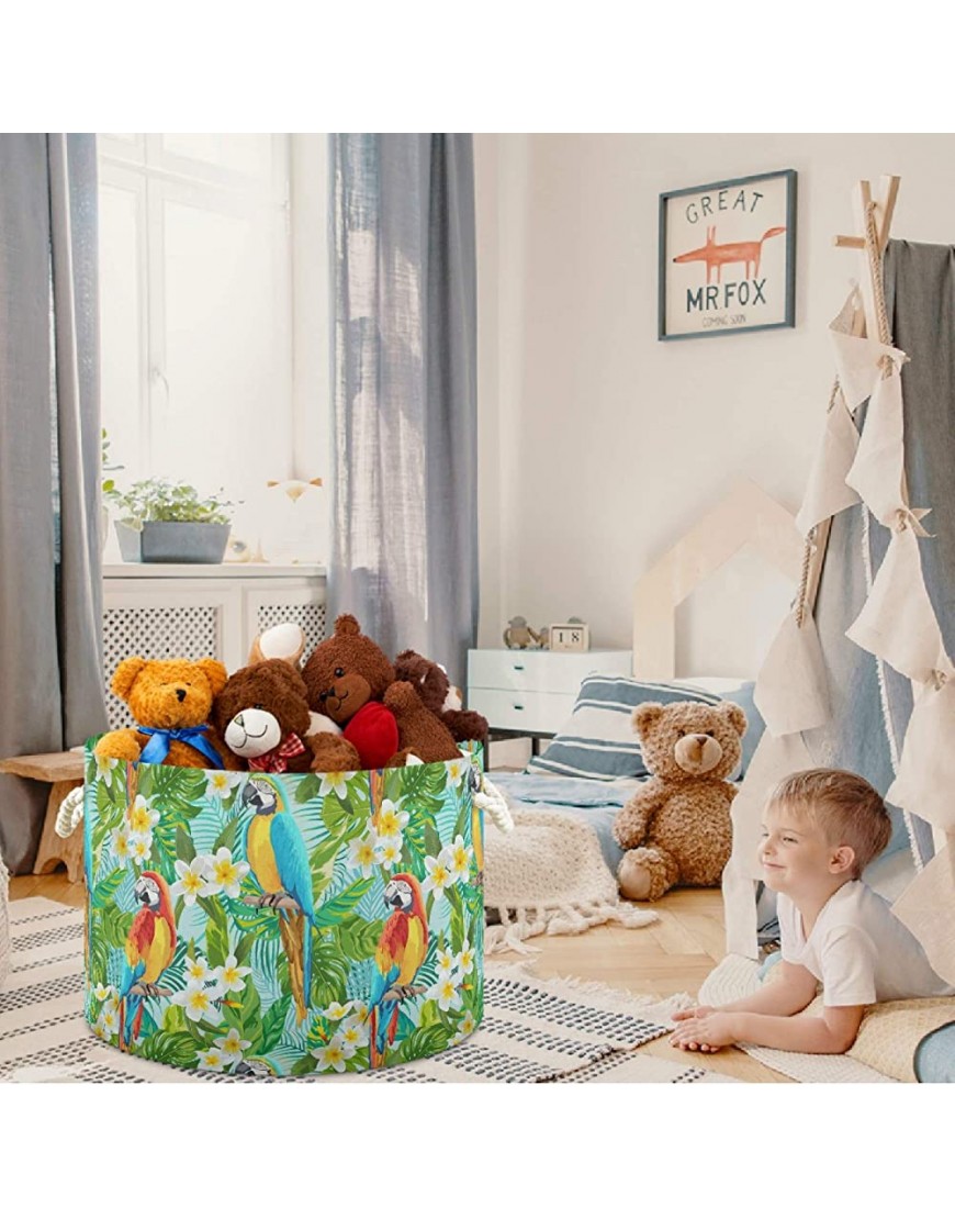 visesunny Storage Basket Parrot Animal Nursery Hamper Basket Clothes Toy Storage Organizer Bin Box Collapsible Laundry Bag for Kid Room,Playroom,Bathroom,Living Room,Dorm,Office - BZHRBM6QZ