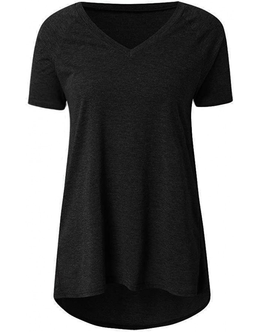 Wulofs Blouse for Womens Fashion Top Plus Size Tees Summer Casual Tunics Short Sleeve Long T-Shirt - BAQHU9P5T